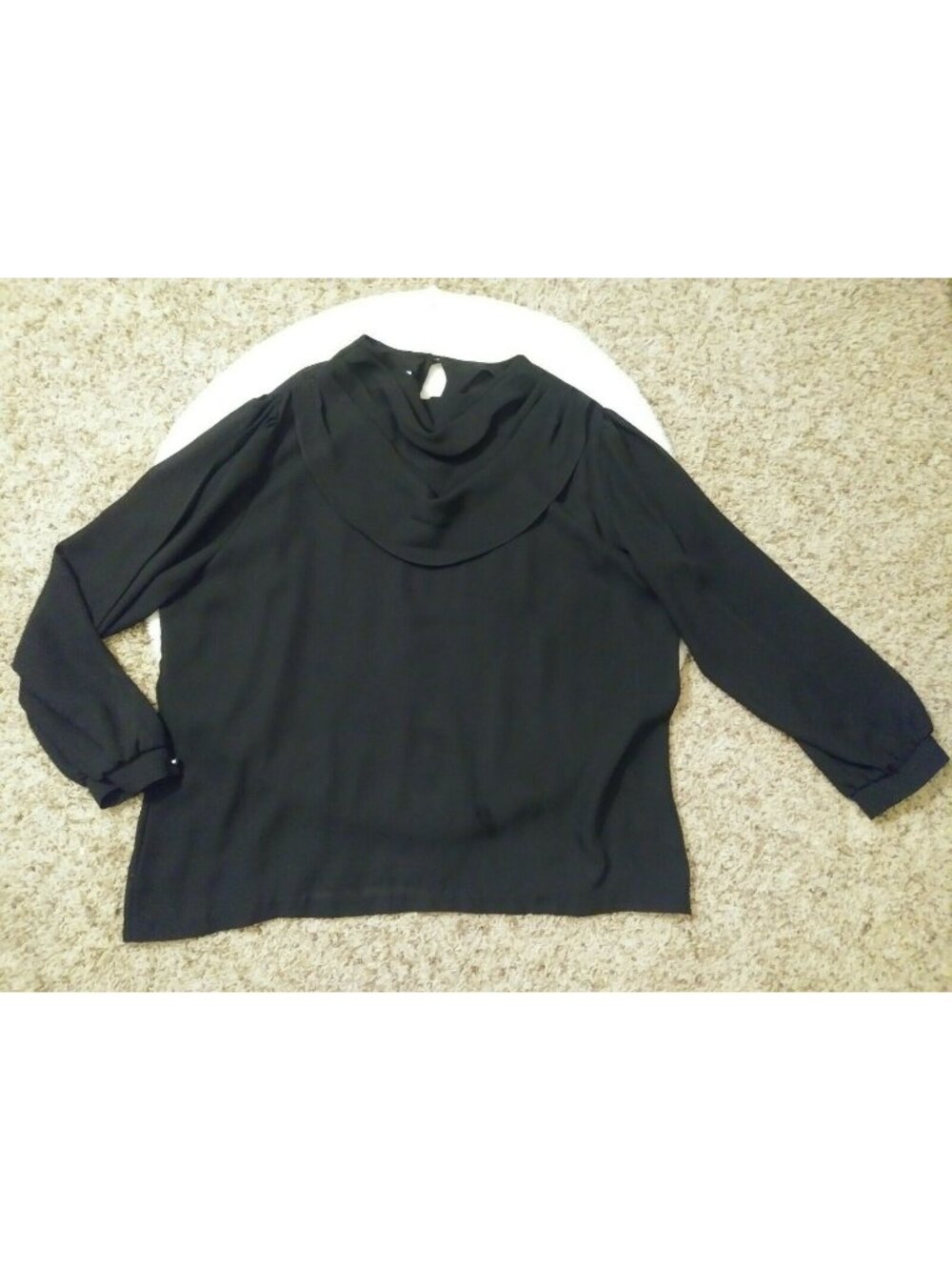 Rhoda Lee Women's Vintage Long Sleeve Sheer Blouse Career Shirt Black Size 44 XL